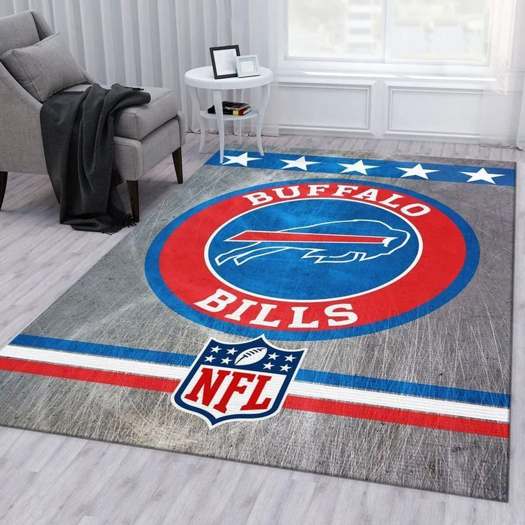 Buffalo Bills Rug - NFL Sports Fans Home Decor Carpet Blue and Red
