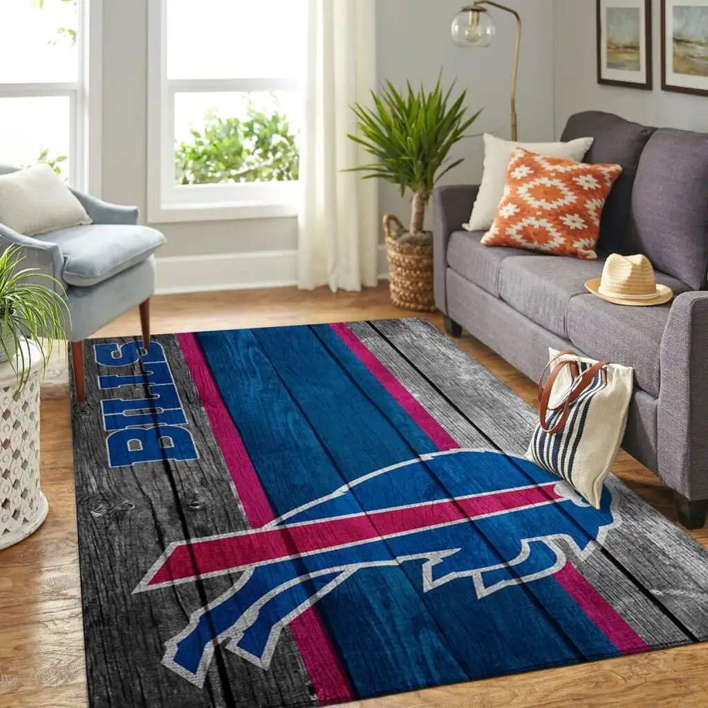 Buffalo Bills Rug - NFL Team Logo Area Carpet for Fans Blue and Red