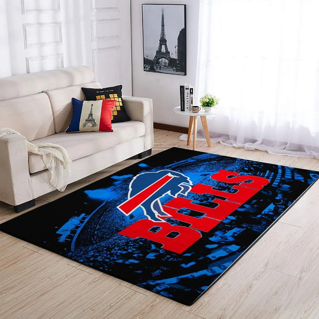 Buffalo Bills Rug - NFL Team Logo Area for Living Room Decor Blue and Red