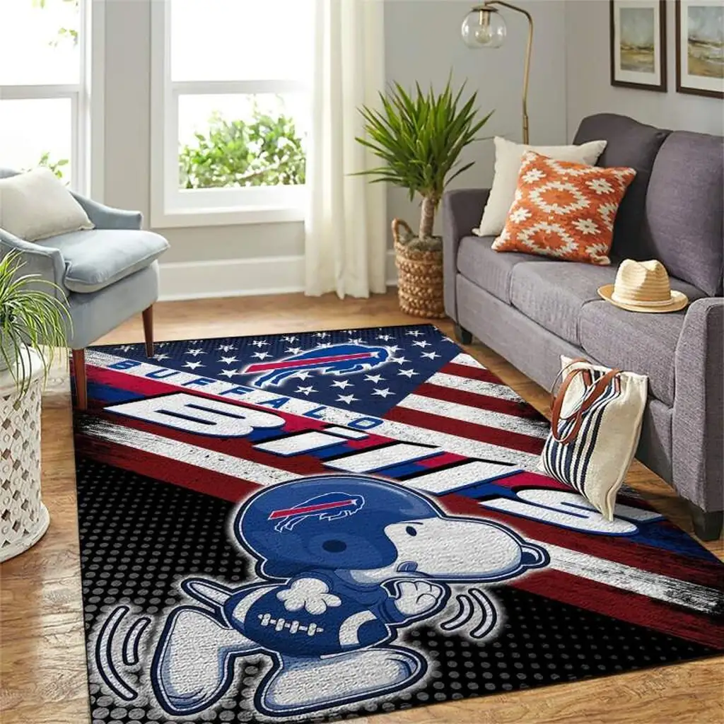 Buffalo Bills Rug - Snoopy Area Perfect for Fans Blue and White