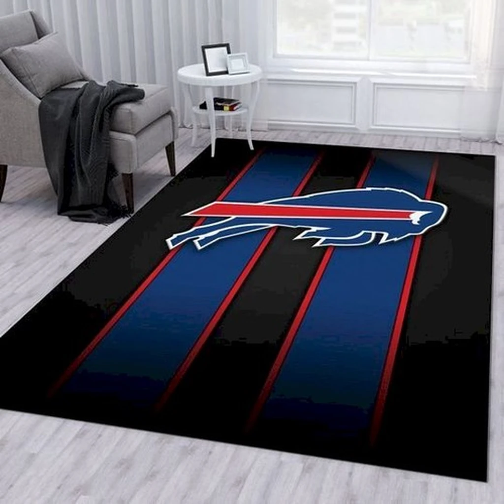 Buffalo Bills Rug - Striped for Living Room Decor Black and Blue