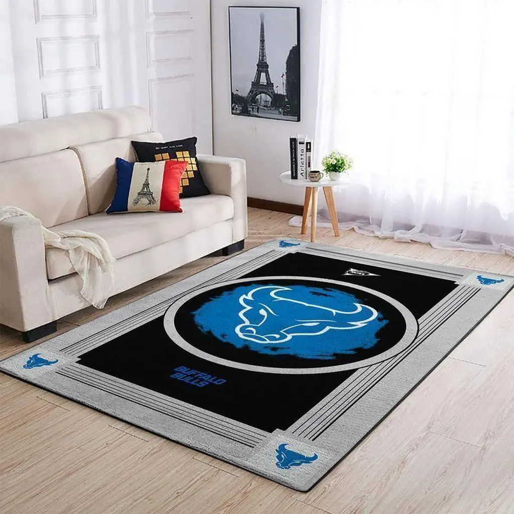 Buffalo Bulls Area Rug Perfect for Living Room Decor Black and Gray