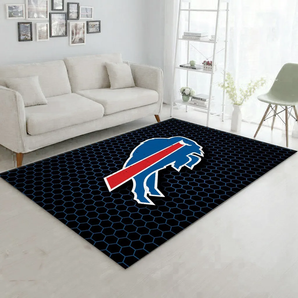 Buffalo Plaid Rug for Modern Living Room Decor Blue and Red