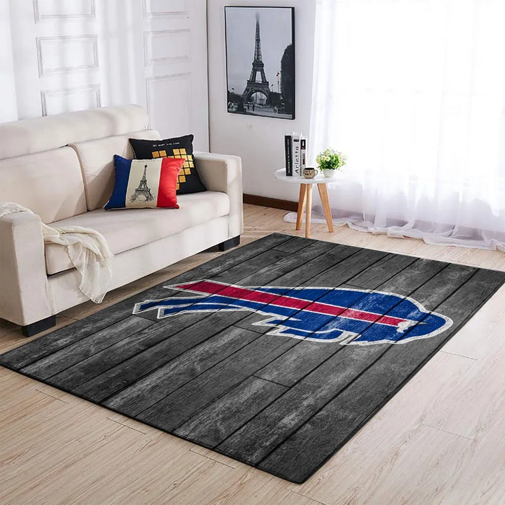 Buffalo Plaid Rug Modern Living Room Floor Decor Blue and Gray