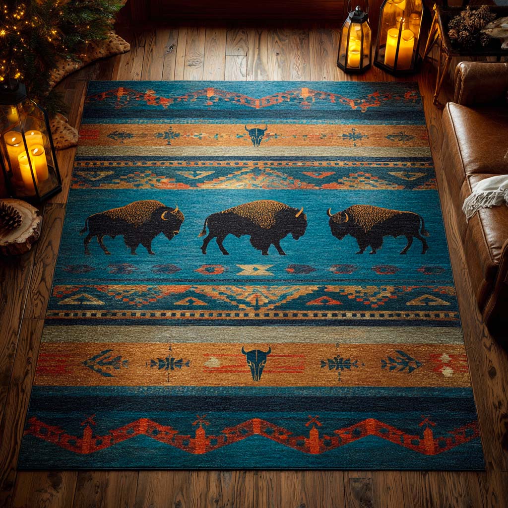 Buffalo Spirit Plains Area Rug - Non-Slip Washable 3D Print Rug for Living Room & BedroomTVC2108351