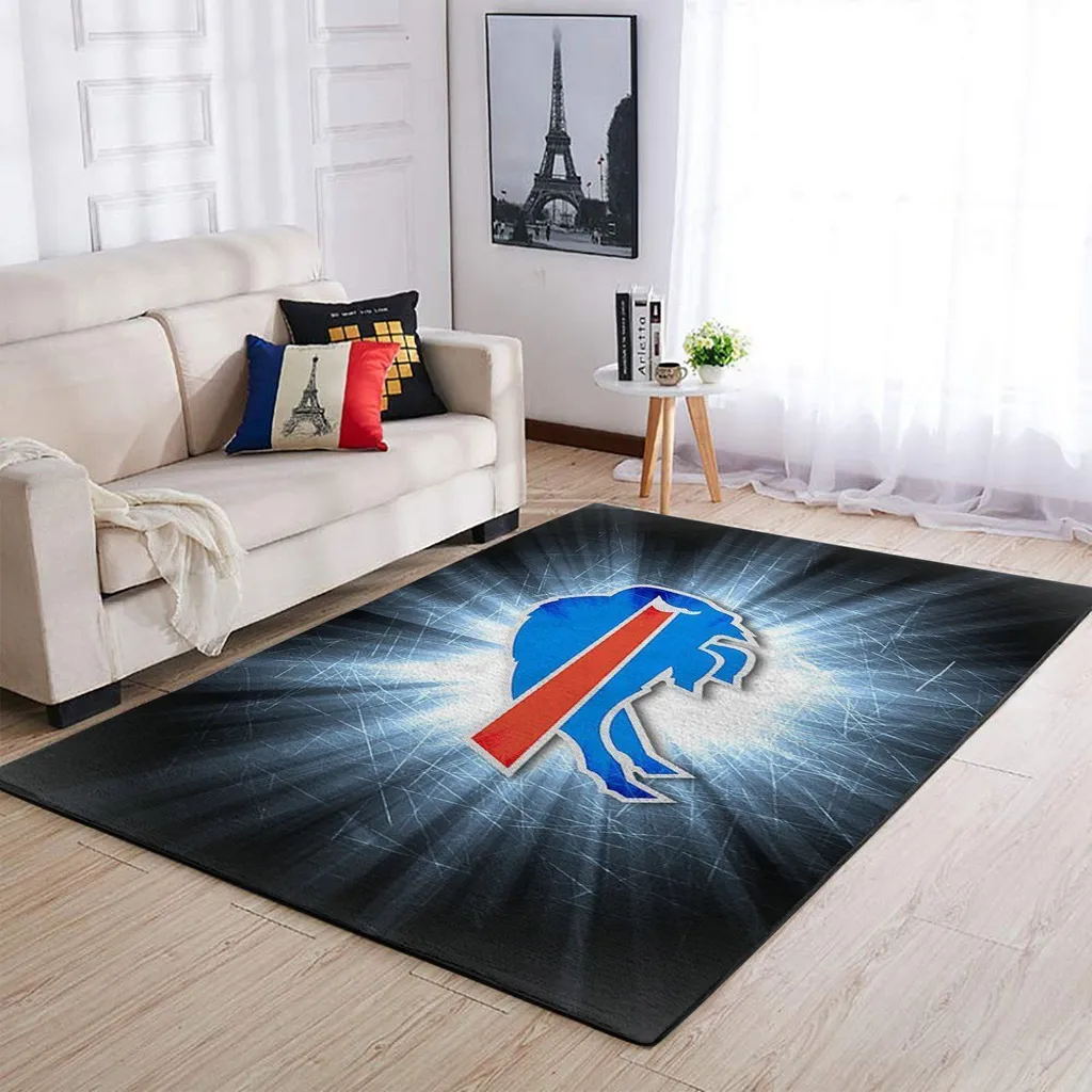 Buffalo Sports Area Rug for Living Room Decoration Black and Blue