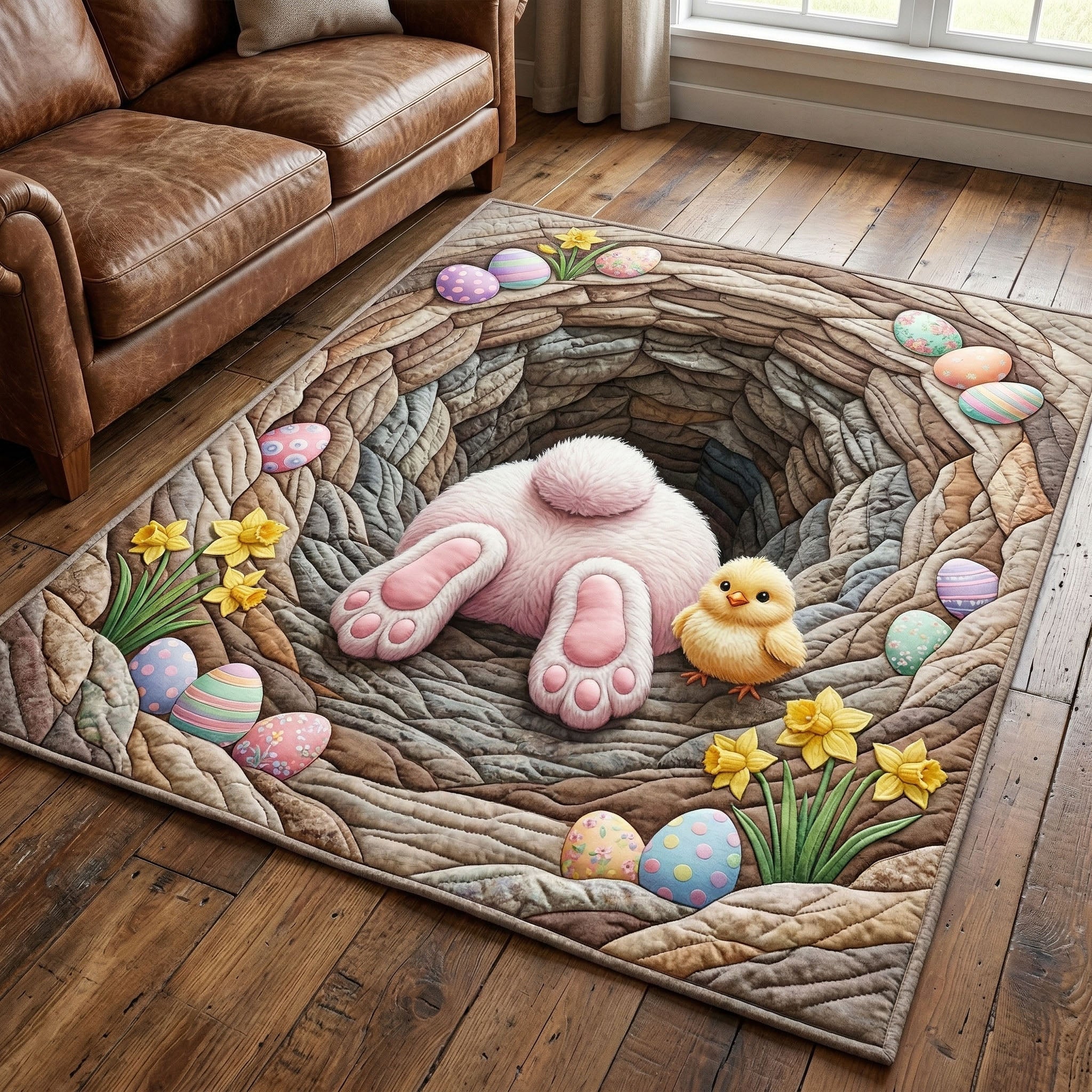 Bunny Burrow Area Rug - Non-Slip Washable 3D Print Rug for Living Room & BedroomTVC2108217