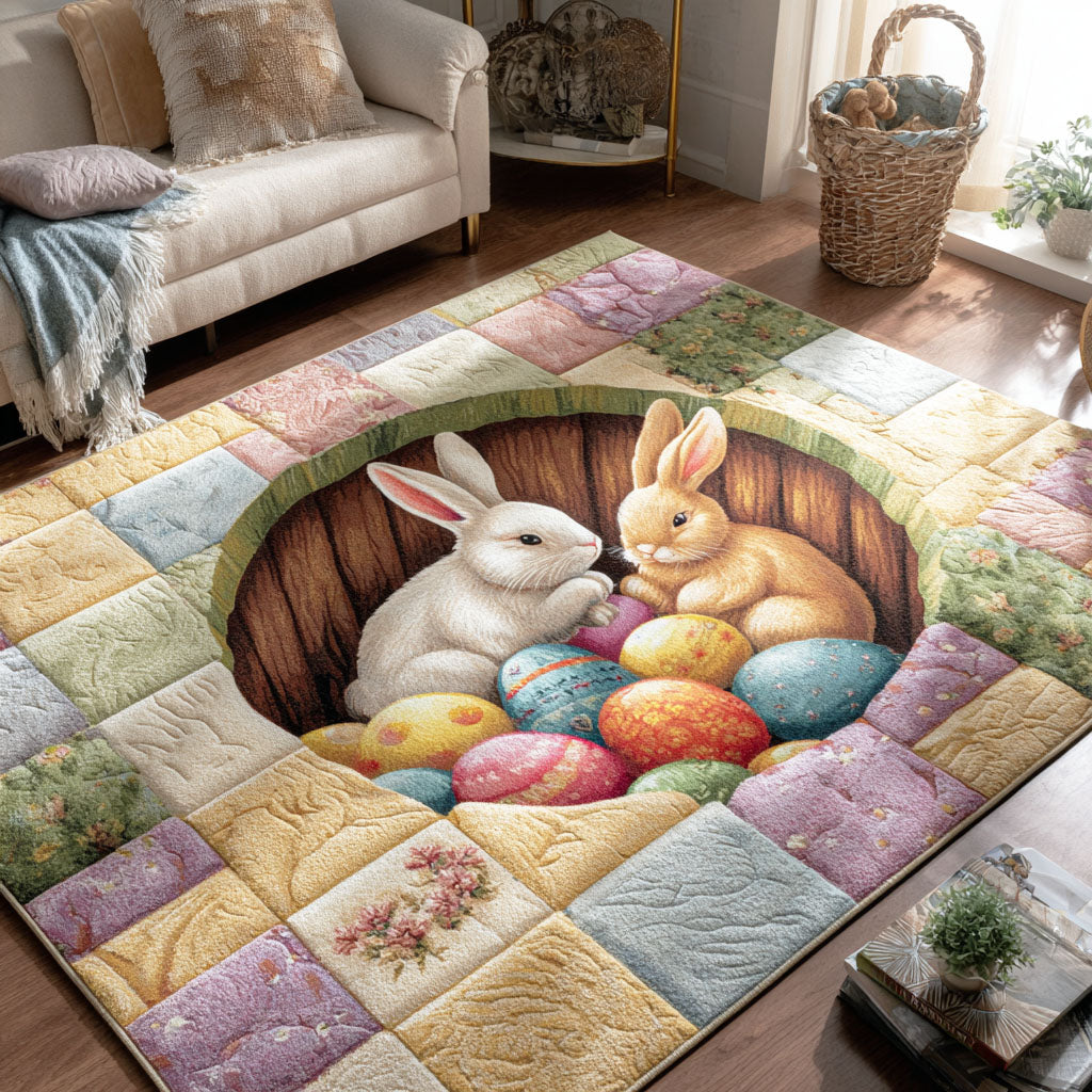 Bunny Egg Garden Area Rug - Non-Slip Washable 3D Print Rug for Living Room & BedroomTVC2108351