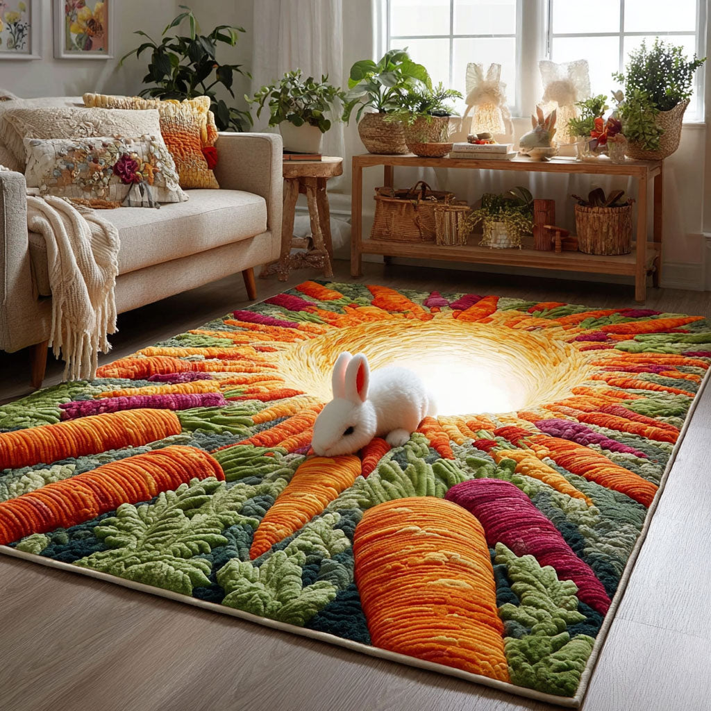 Bunny in Carrot Escape Area Rug - Non-Slip Washable 3D Print Rug for Living Room & BedroomTVC2108351