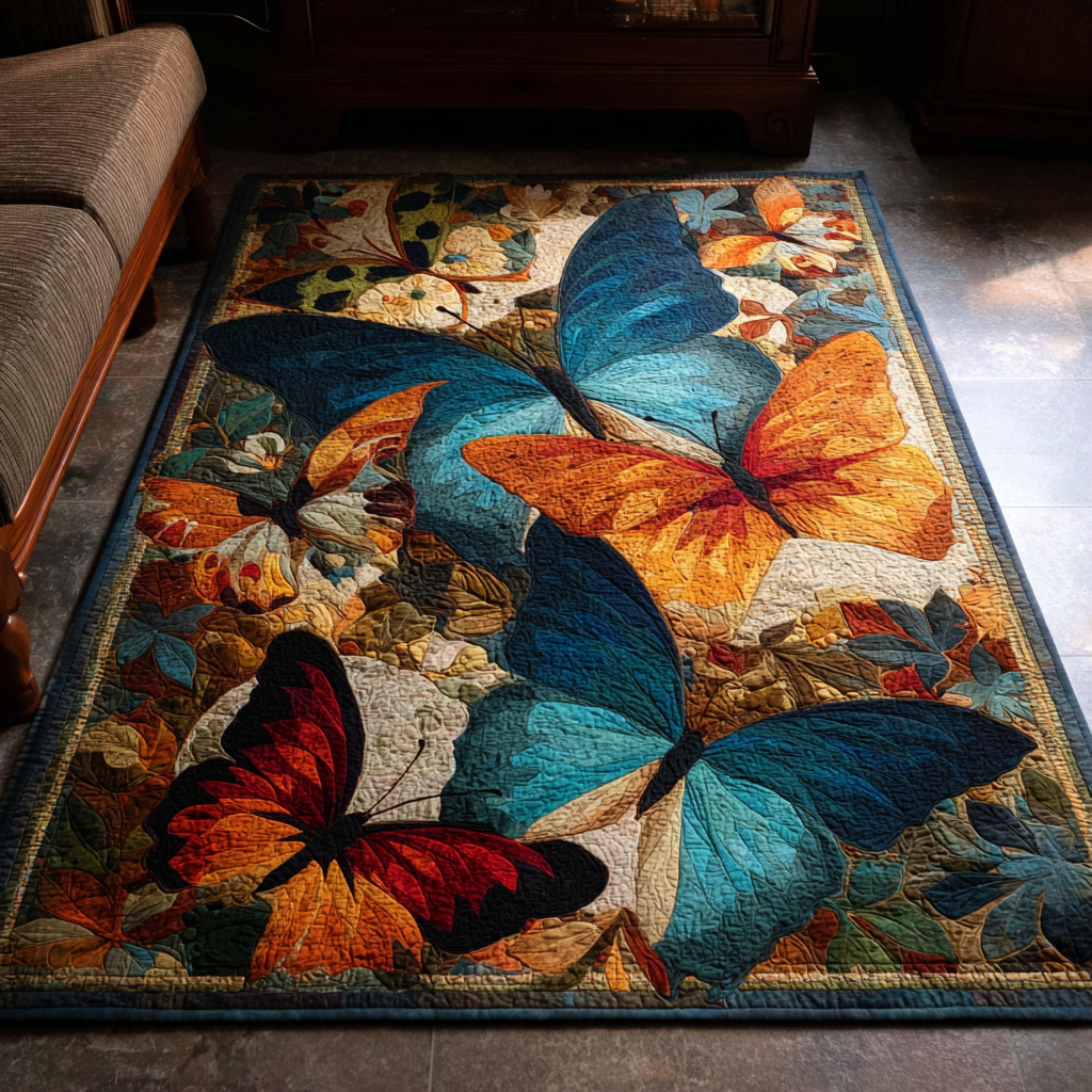 Butterfly Bloom Area Rug - Non-Slip Washable 3D Print Rug for Living Room & BedroomTVC2108351