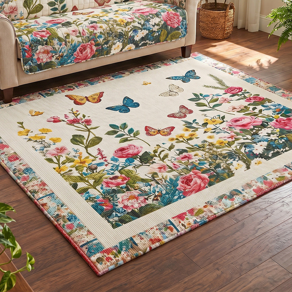 Butterfly Garden Dream Area Rug - Non-Slip Washable 3D Print Rug for Living Room & BedroomTVC2108351