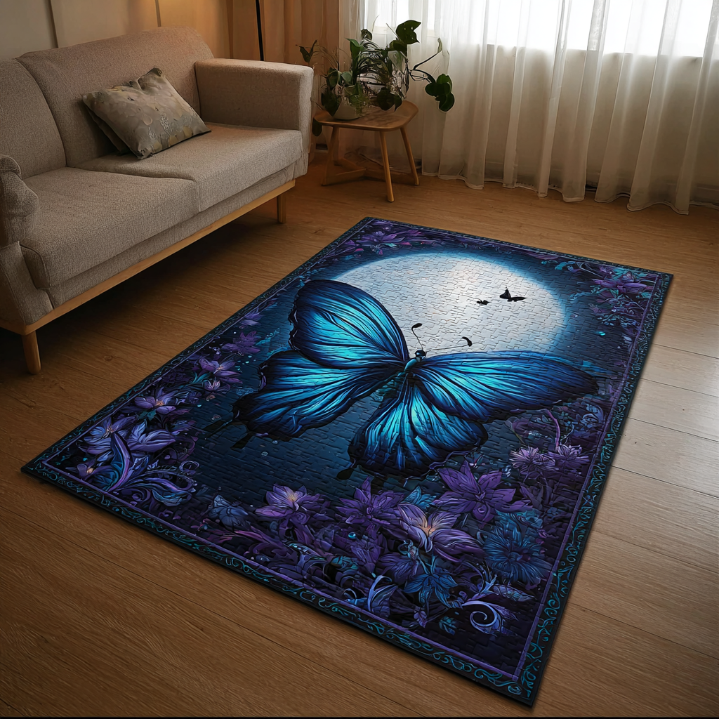 Butterfly Glow Area Rug - Non-Slip Washable 3D Print Rug for Living Room & BedroomTVC2108350
