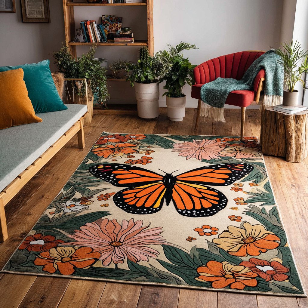 Butterfly Grace Area Rug - Non-Slip Washable 3D Print Rug for Living Room & BedroomTVC2108350