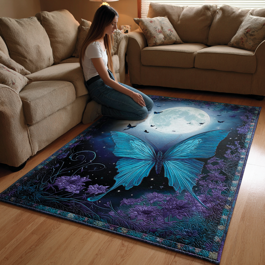 Butterfly Haven Area Rug - Non-Slip Washable 3D Print Rug for Living Room & BedroomTVC2108350