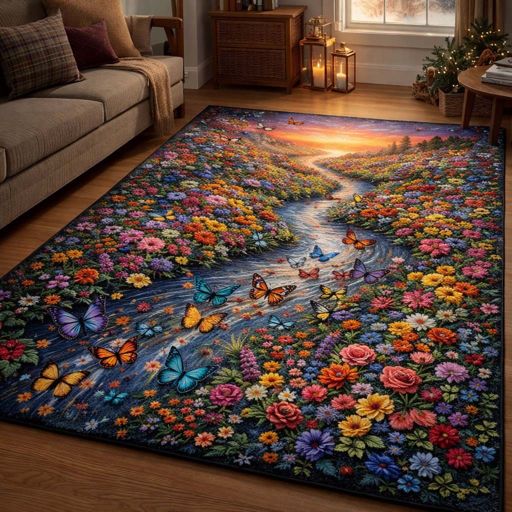 Butterfly Serenity Area Rug - Non-Slip Washable 3D Print Rug for Living Room & BedroomTVC2108427