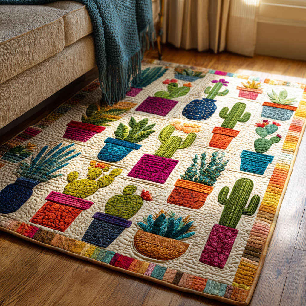 Cactus Glow Area Rug - Non-Slip Washable 3D Print Rug for Living Room & BedroomTVC2108350