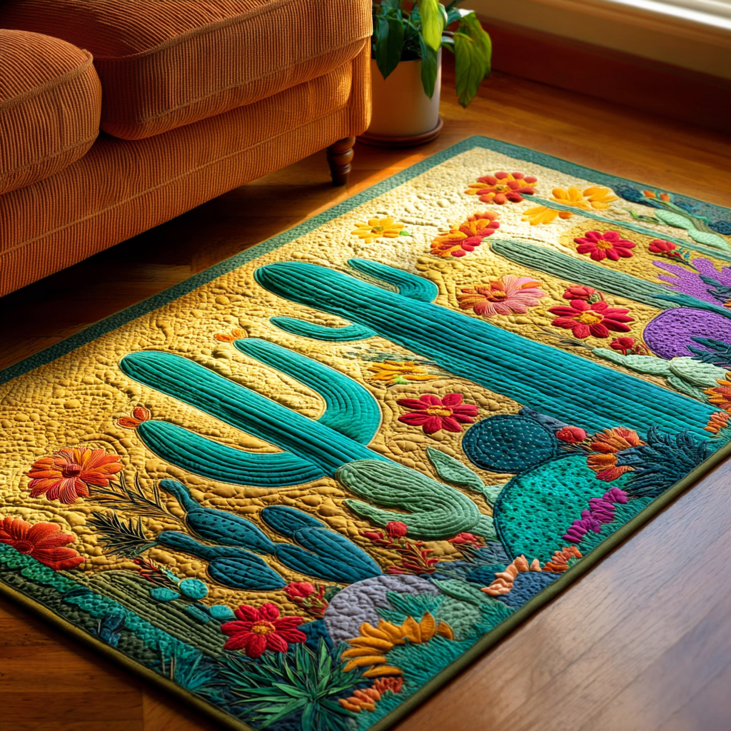 Cactus Sunset Area Rug - Non-Slip Washable 3D Print Rug for Living Room & BedroomTVC2108350