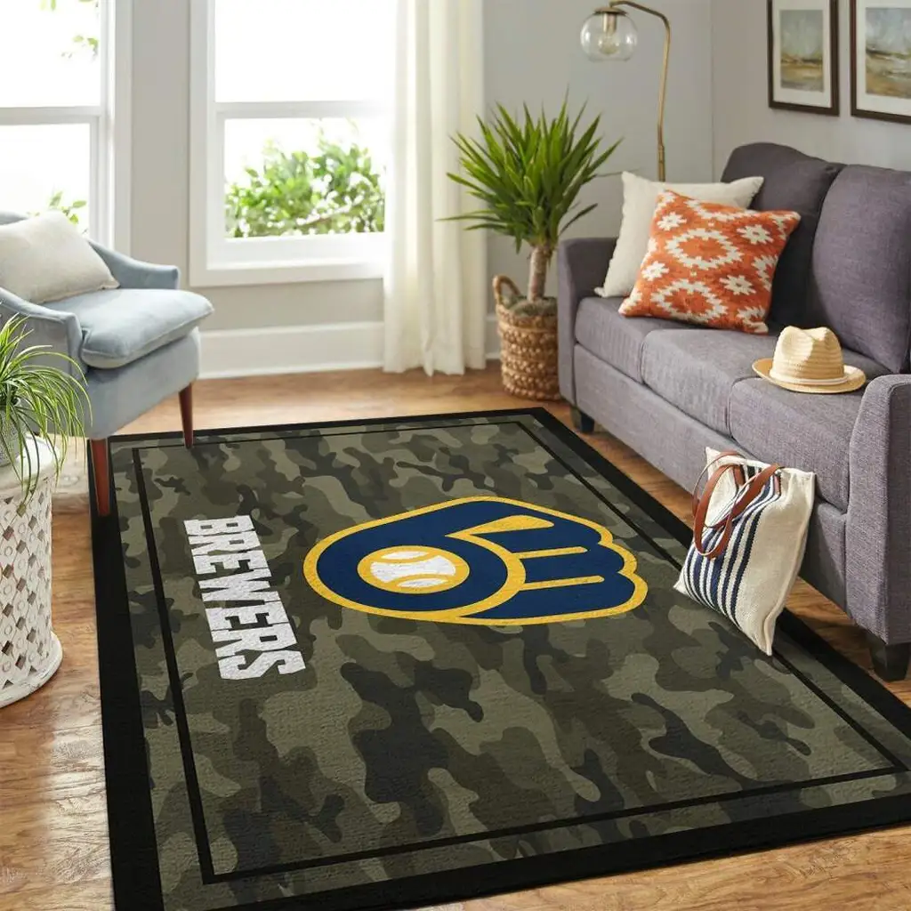 Camo Brewer Rug for Living Room Floor Decoration Black and Green