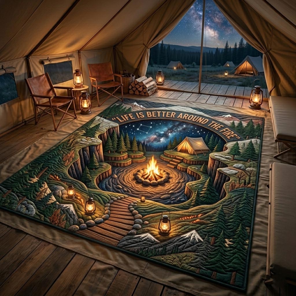 Camp Bliss Area Rug - Non-Slip Washable 3D Print Rug for Living Room & BedroomTVC2108426