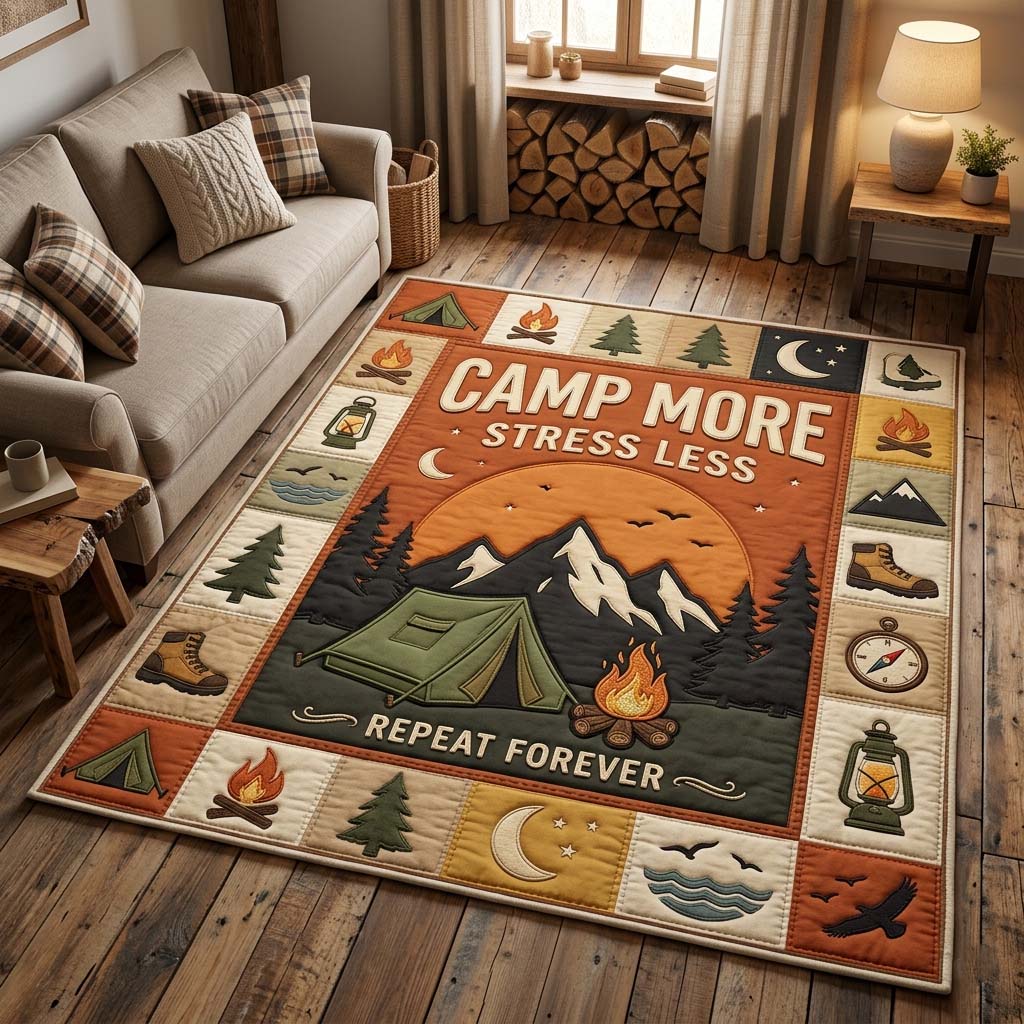 Camp Escape Area Rug - Non-Slip Washable 3D Print Rug for Living Room & BedroomTVC2108426