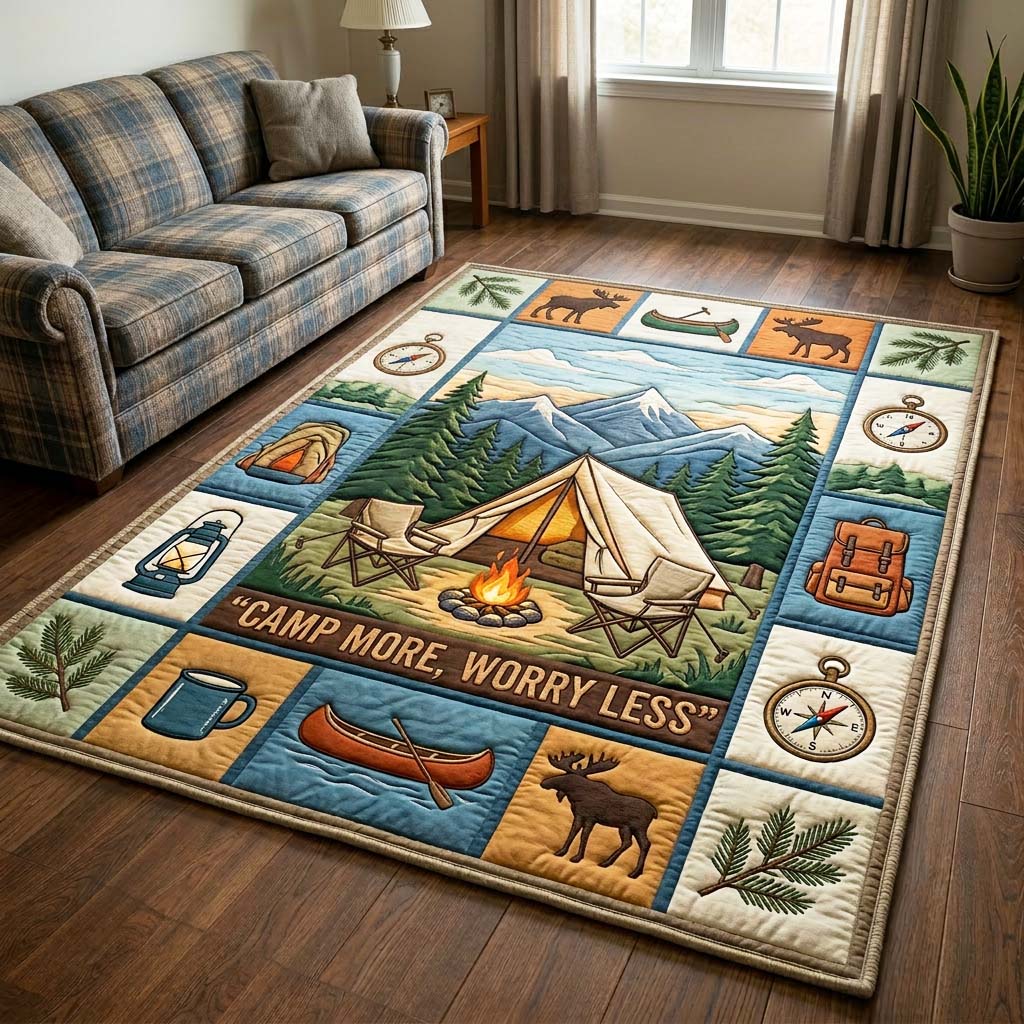 Camp Retreat Area Rug - Non-Slip Washable 3D Print Rug for Living Room & BedroomTVC2108426