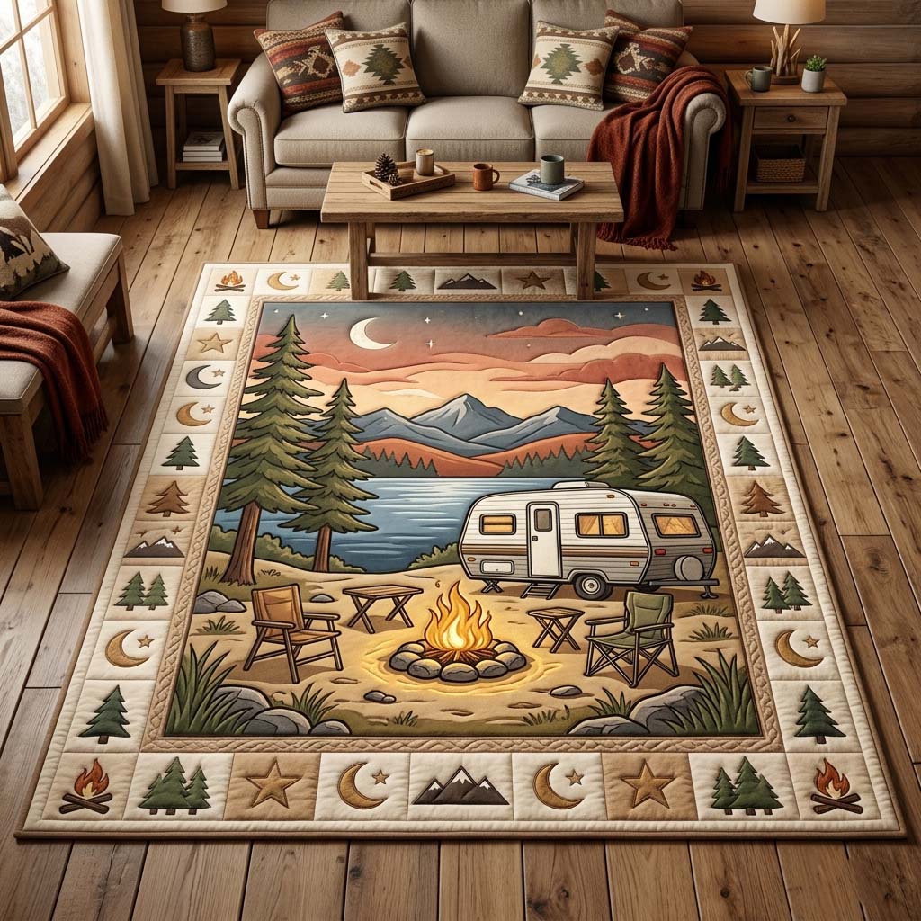 Camper Retreat Area Rug - Non-Slip Washable 3D Print Rug for Living Room & BedroomTVC2108426