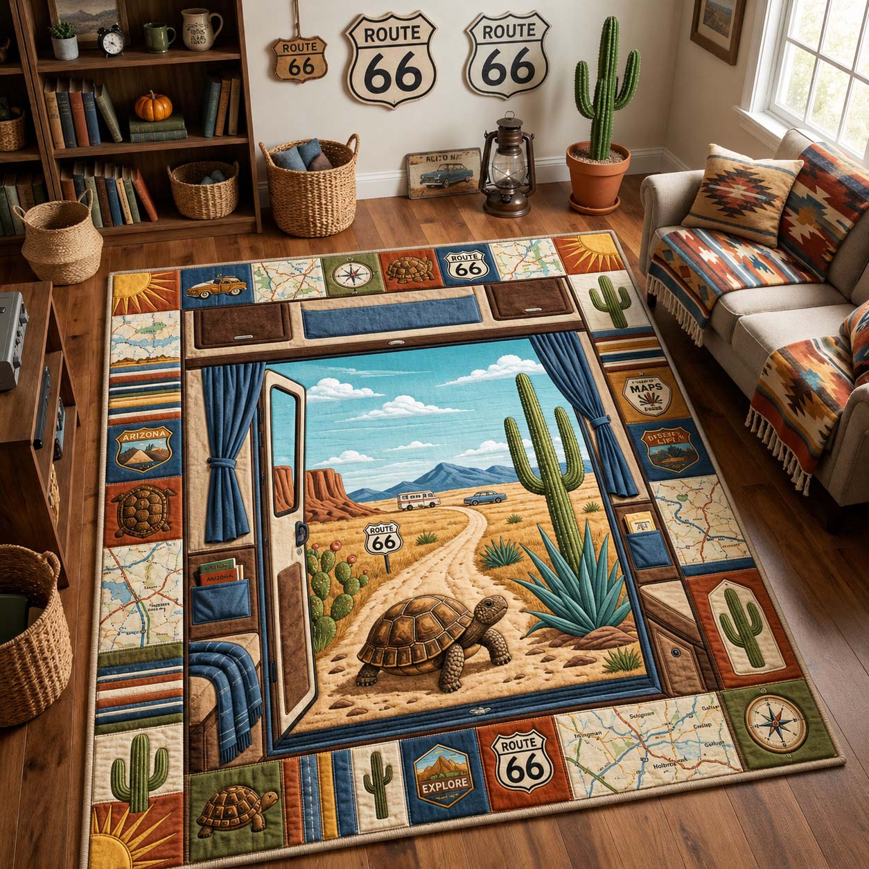 Camper Window Journey Area Rug - Non-Slip Washable 3D Print Rug for Living Room & BedroomTVC2108239