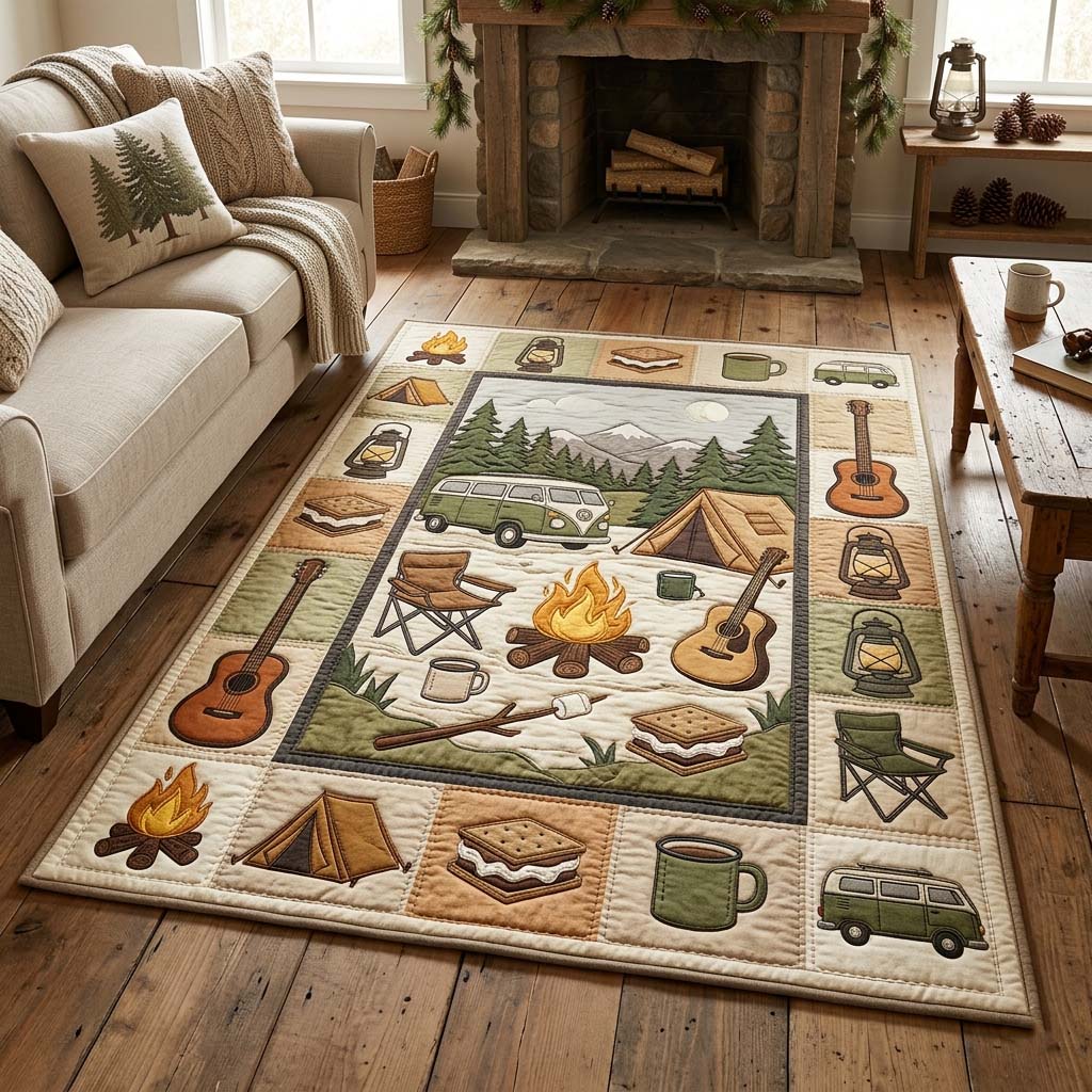 Campfire Memories Area Rug - Non-Slip Washable 3D Print Rug for Living Room & BedroomTVC2108426