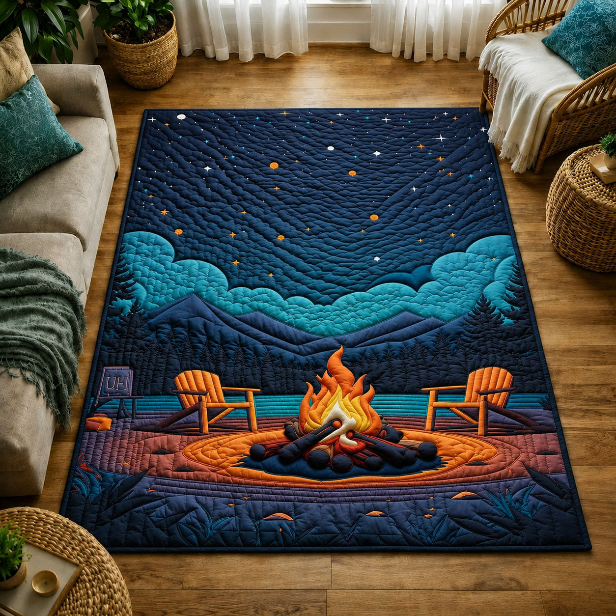 Camping Area Rug - Non-Slip Washable 3D Print Rug for Living Room & BedroomTVC2108425