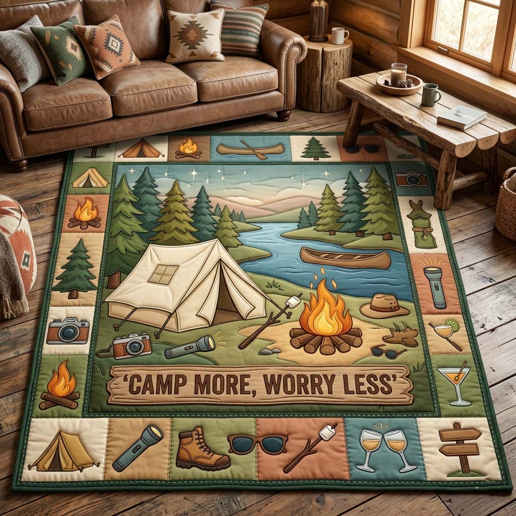 Camping Calm Area Rug - Non-Slip Washable 3D Print Rug for Living Room & BedroomTVC2108425