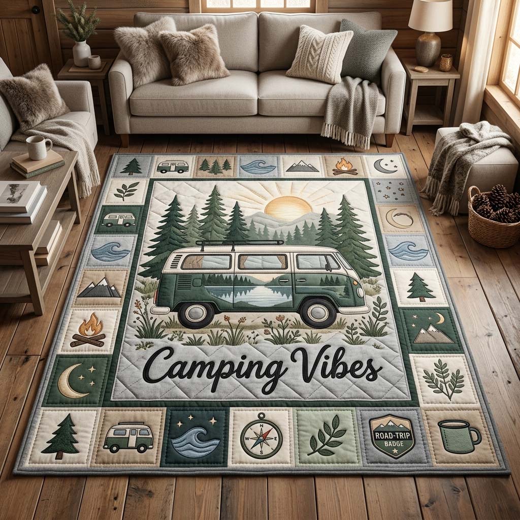 Camping Vibes Area Rug - Non-Slip Washable 3D Print Rug for Living Room & BedroomTVC2108425