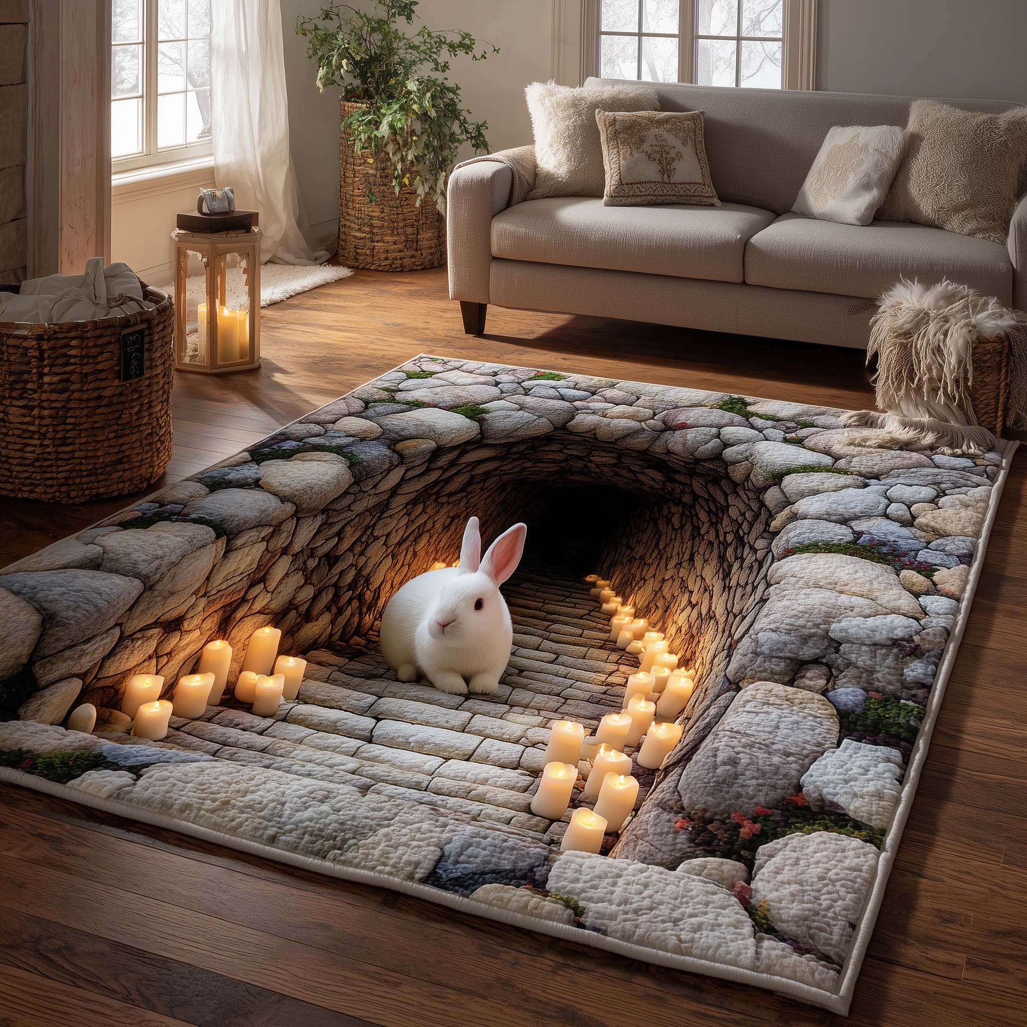 Candlelit Easter Well Area Rug - Non-Slip Washable 3D Print Rug for Living Room & BedroomTVC2108425