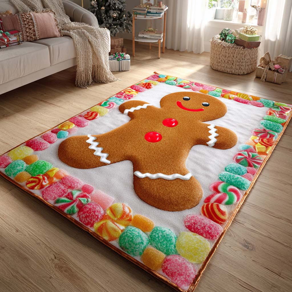 Candy Ginger Man Runway Area Rug - Non-Slip Washable 3D Print Rug for Living Room & BedroomTVC2108350