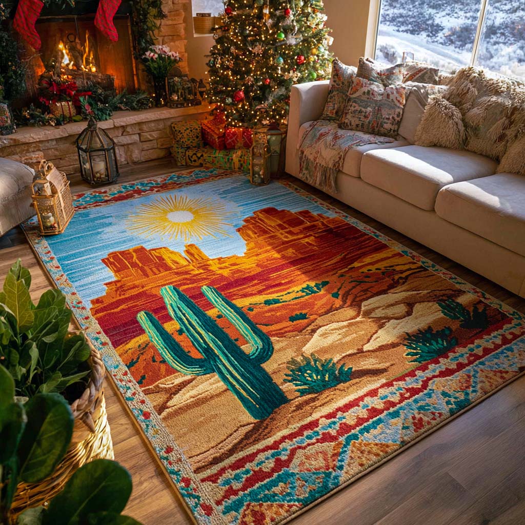 Canyon Vista Glow Area Rug - Non-Slip Washable 3D Print Rug for Living Room & BedroomTVC2108349