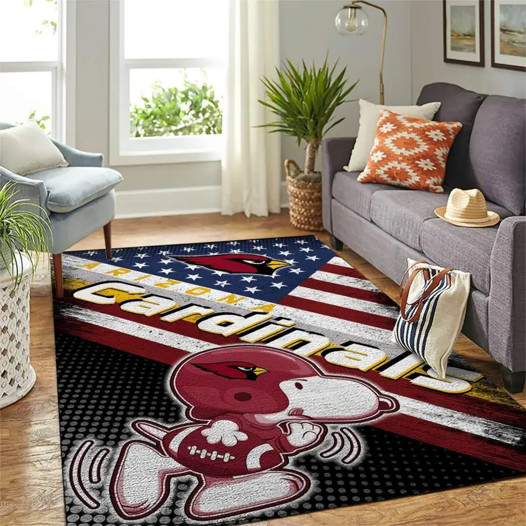Cardinals Football Rug Perfect for Living Room Decor Black and Red