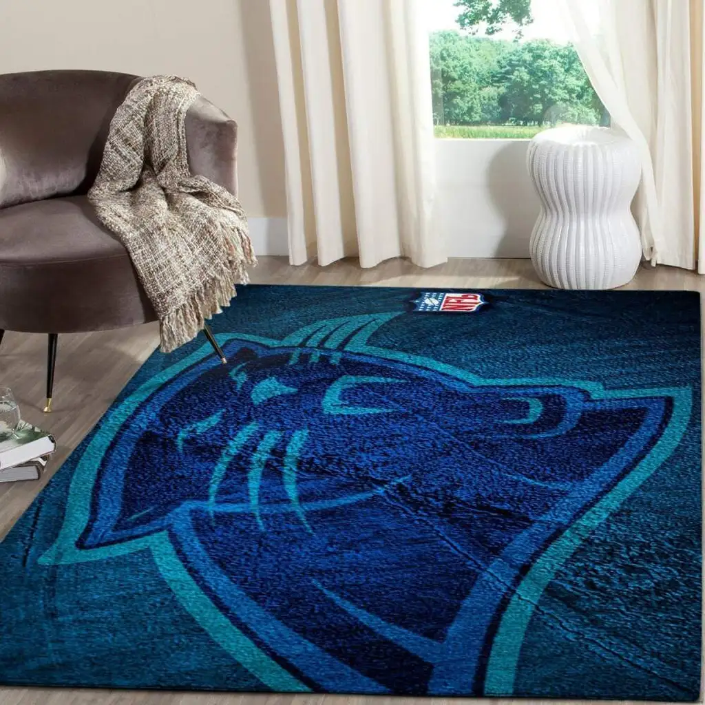 Carolina Panthers Rug - Area for Living Room Bedroom Decor Blue and Teal