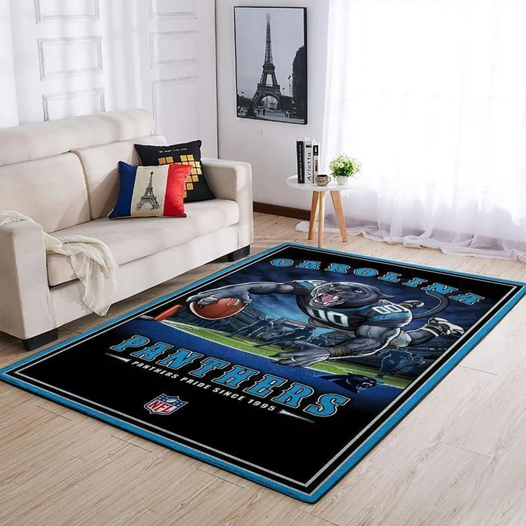 Carolina Panthers Rug - Area Perfect for Football Fans Black and Blue