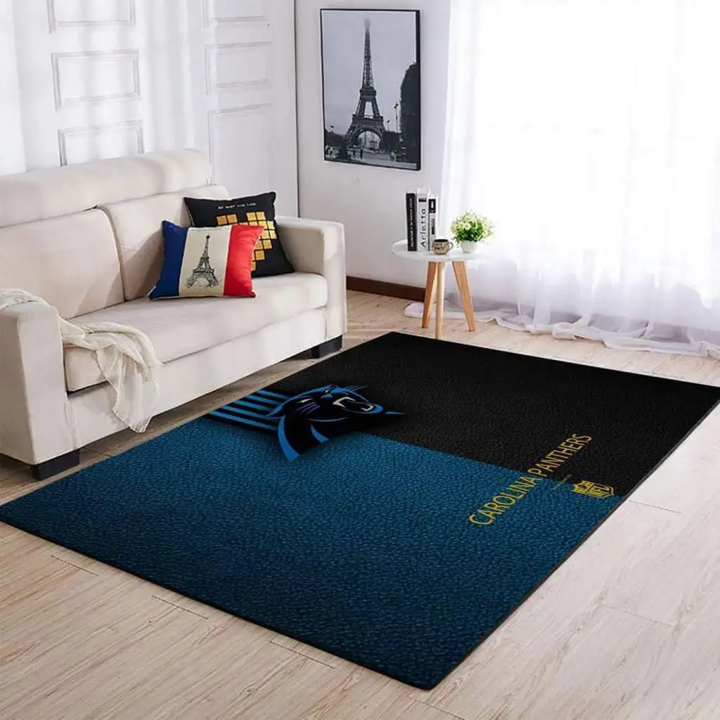 Carolina Panthers Rug - Football for Game Room Decor Black and Blue