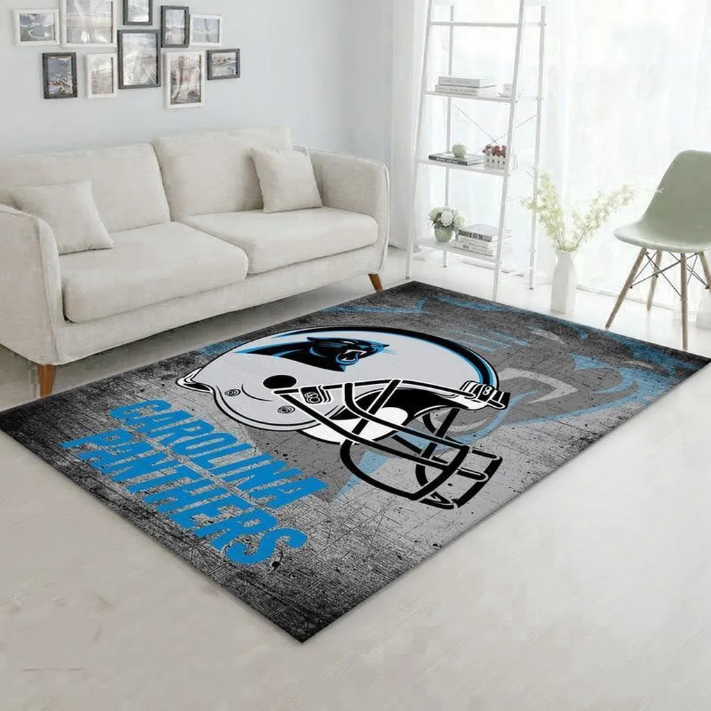 Carolina Panthers Rug - Football Helmet Area for Decor Blue and Gray