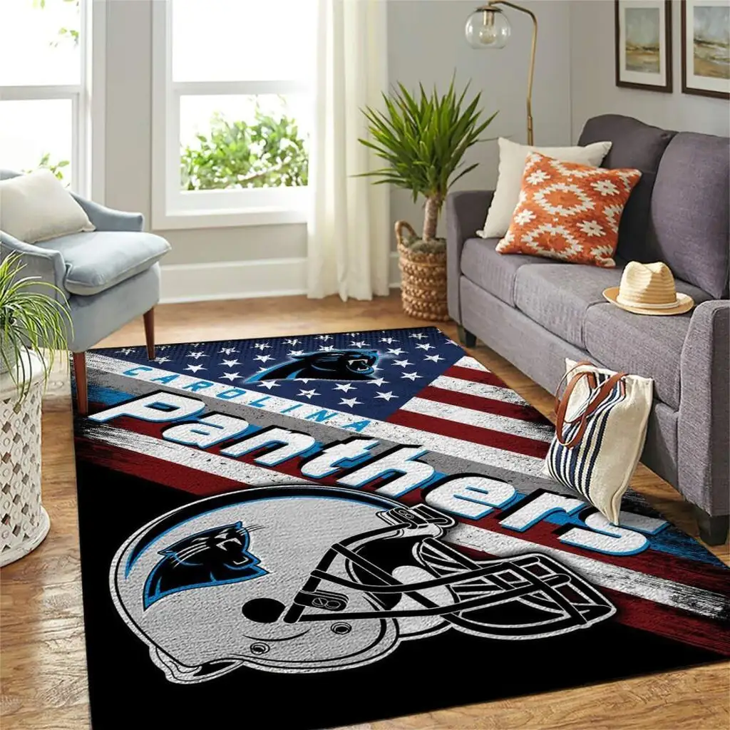 Carolina Panthers Rug - Football Team for Fans Black and Blue