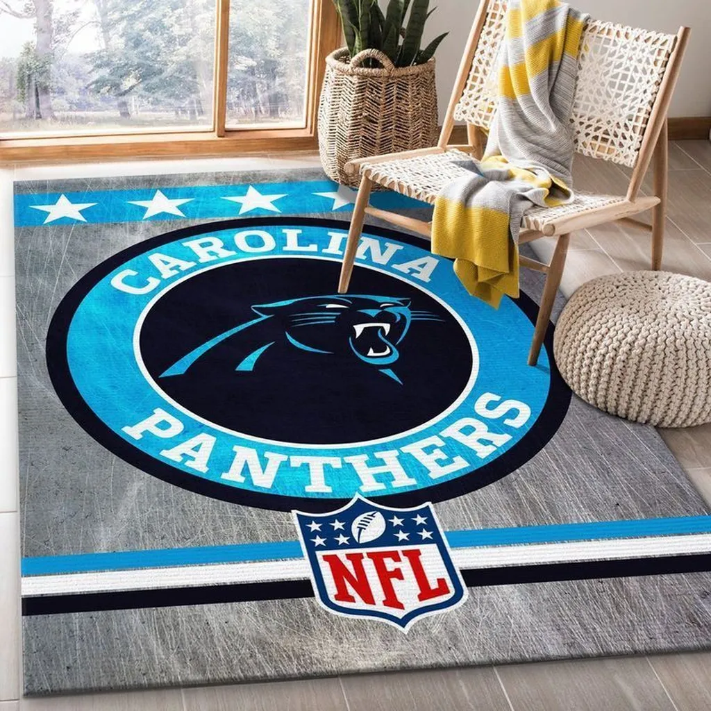 Carolina Panthers Rug - NFL Perfect for Fan Room Decor Black and Blue