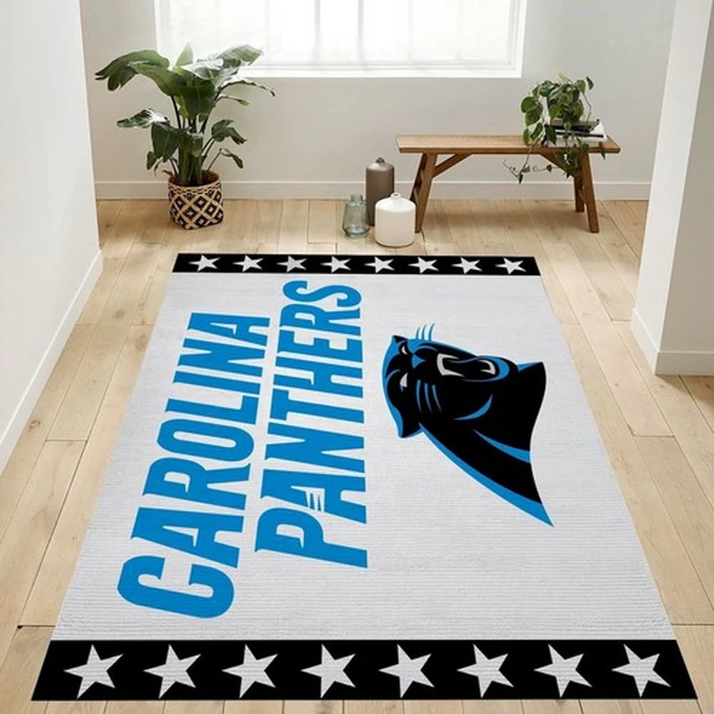 Carolina Panthers Rug - Team Logo Area Carpet for Fans Blue and White