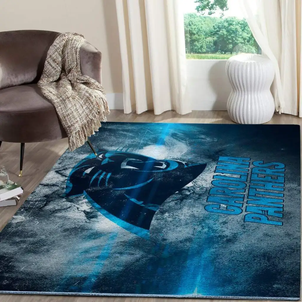 Carolina Panthers Rug - Team Logo Area for Fans Black and Blue