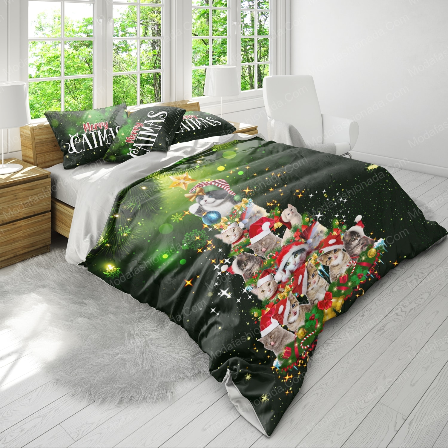 Cat Christmas Tree Bedding Sets