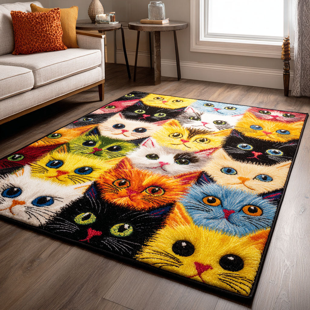 Cat Daydream Area Rug - Non-Slip Washable 3D Print Rug for Living Room & BedroomTVC2108349