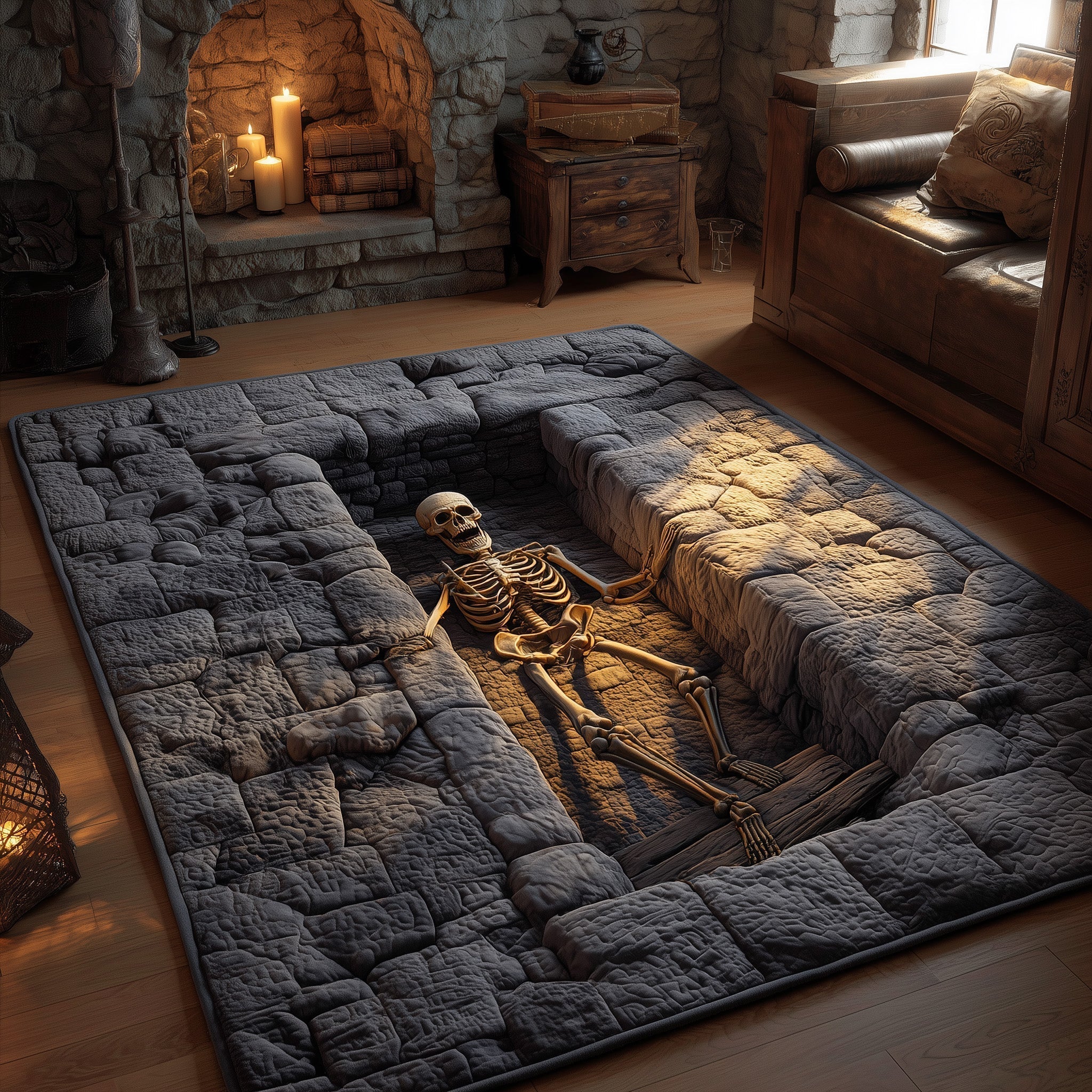 Catacomb Guardian Area Rug - Non-Slip Washable 3D Print Rug for Living Room & BedroomTVC2108226