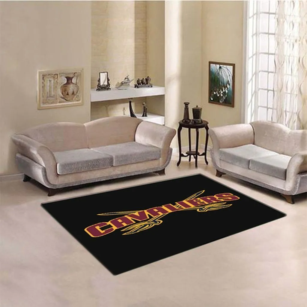 Cavaliers Area Rug Perfect for Living Room Decor Black and Yellow