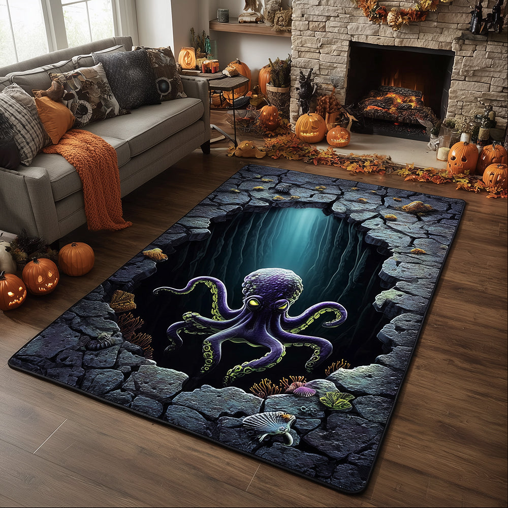 Cave Kraken Lair Area Rug - Non-Slip Washable 3D Print Rug for Living Room & BedroomTVC2108348