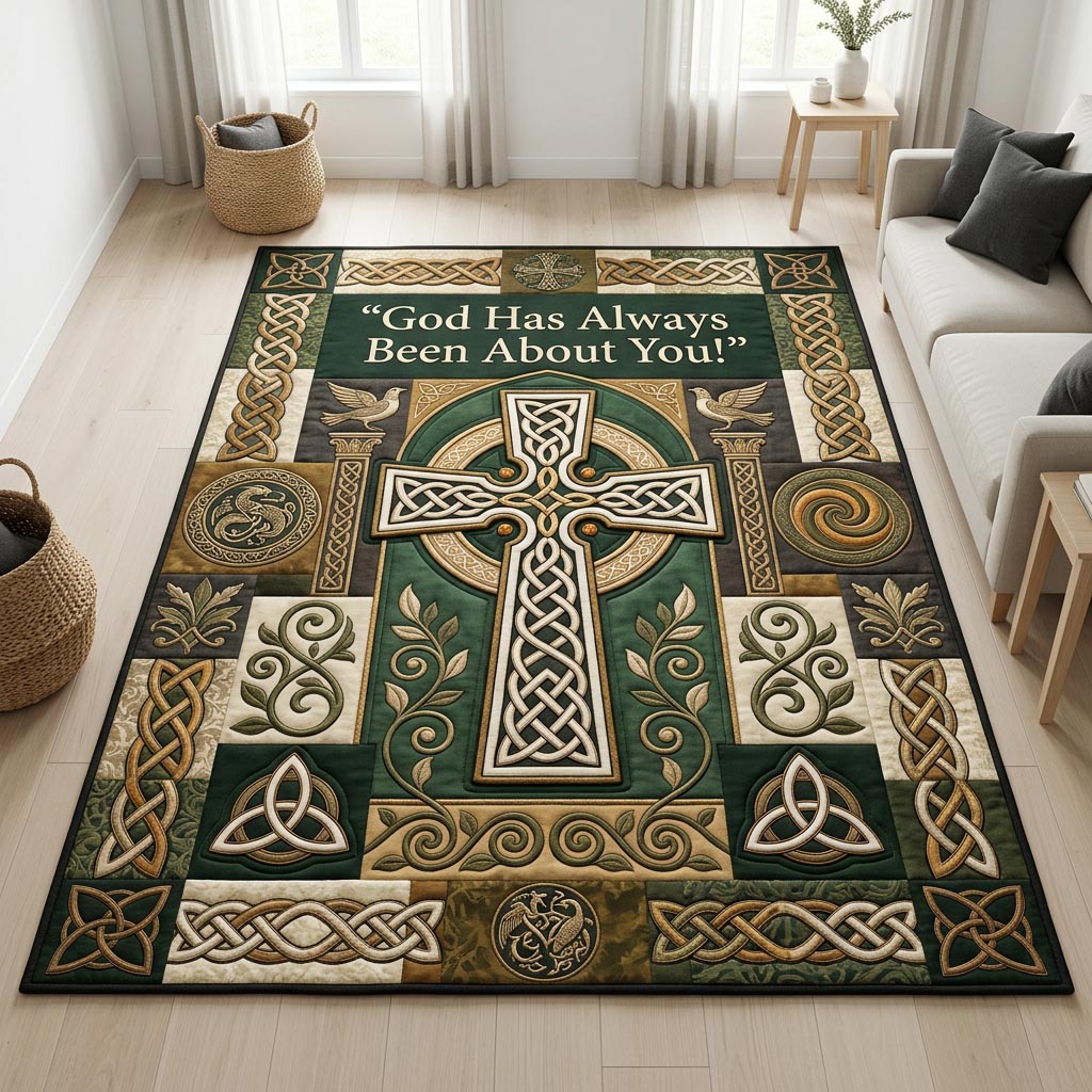 Celtic Cross Faith Area Rug - Non-Slip Washable 3D Print Rug for Living Room & BedroomTVC2108225