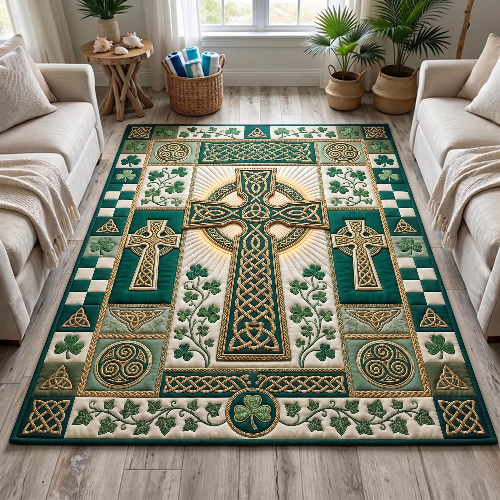 Celtic Faith Area Rug - Non-Slip Washable 3D Print Rug for Living Room & BedroomTVC2108424